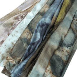 hand dyed botanical print silk scarves